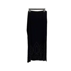 J R Nites By Caliendo Maxi Skirt Women 16 Velvet gothic Black Sequins Sides Slit